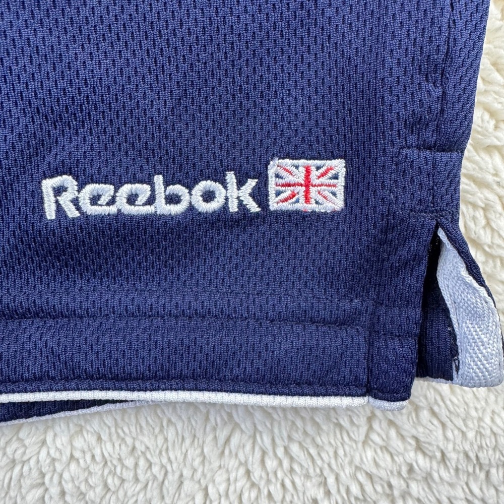Y2K Reebok Embroidered‎ Union Jack Jersey Pullover Mens XL Blue Striped Collar - Picture 3 of 6